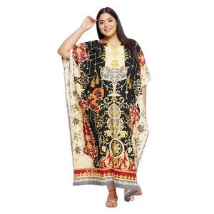 Gypsie Blu Plus Size Polyester V-Neck Caftan Kimono Dress For Women Cover-Up
